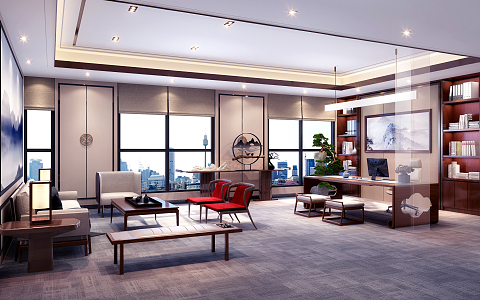 New Chinese Office Hotel Manager Office 3d model