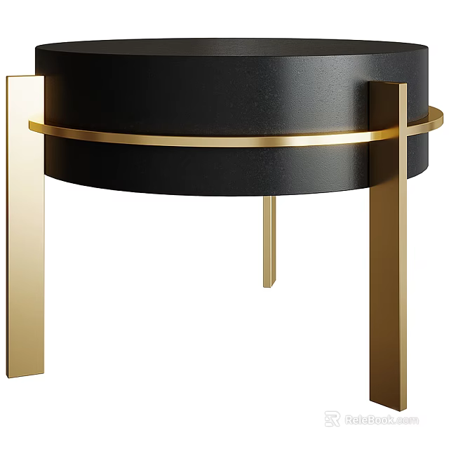 Elegant Modern Luxury Coffee Table With Black Surface And Gold Metal Accents 3d model 