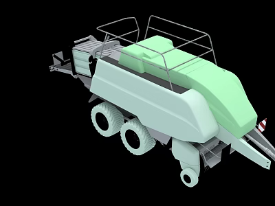 Modern Green Agricultural Harvesting Equipment With Cab And Wheel Design 3d model