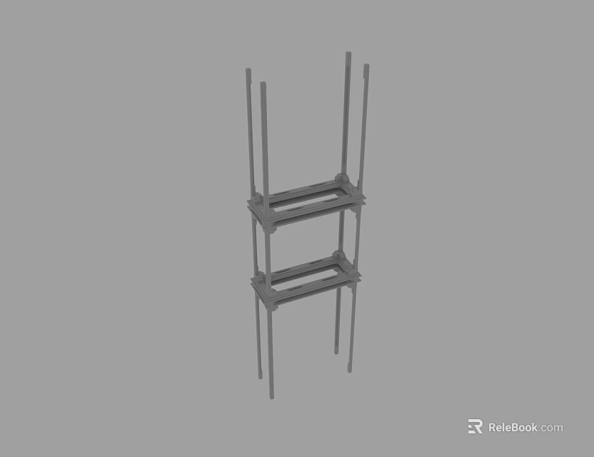 Metal Storage Shelf With Multi Layer Structure And Vertical Horizontal Bars 3d model 