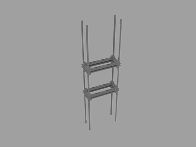 Metal Storage Shelf With Multi Layer Structure And Vertical Horizontal Bars 3d model