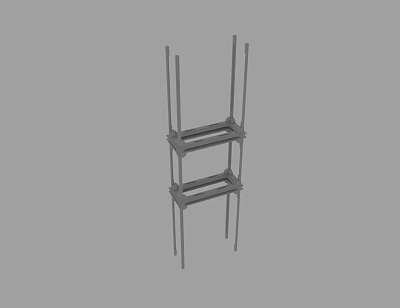Metal Storage Shelf With Multi Layer Structure And Vertical Horizontal Bars 3d model