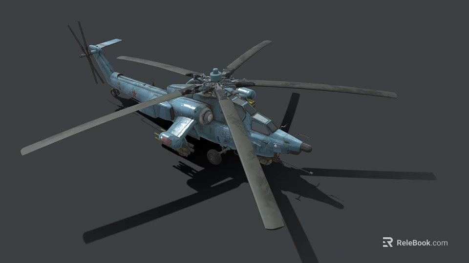 Advanced Military Attack Helicopter With Rotors Missiles And Combat Equipment 3d model 