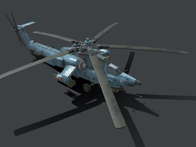 Advanced Military Attack Helicopter With Rotors Missiles And Combat Equipment 3d model
