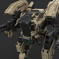 Bipedal Combat Mech Equipped with Heavy Weapons Multiple Cannons and Armored Structure