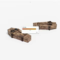 Two Vintage Wooden Storage Boxes With Rustic Metal Latches Design 3d model
