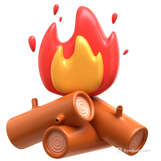 Natural Home Firewood Logs Stacked With Warm Burning Flame For Cozy Use 3d model 
