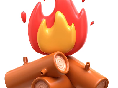 Natural Home Firewood Logs Stacked With Warm Burning Flame For Cozy Use 3d model