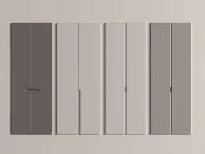 Modern Minimalist Cabinet Door Panels In Various Color Tones With Simple Handles 3d model