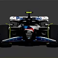 Formula 1 Race Car Blue White Red Martini Sponsored With Aerodynamic Body And Racing Tires