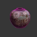 Round Decorative Ceramic Vase with Intricate Floral Patterns and Glossy Finish