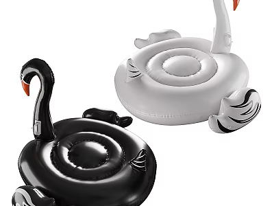 Black And White Inflatable Swan Shaped Pool Floats For Leisure 3d model