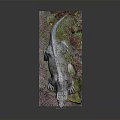Detailed Prehistoric Reptile Creature Model On Colorful Rocky Base