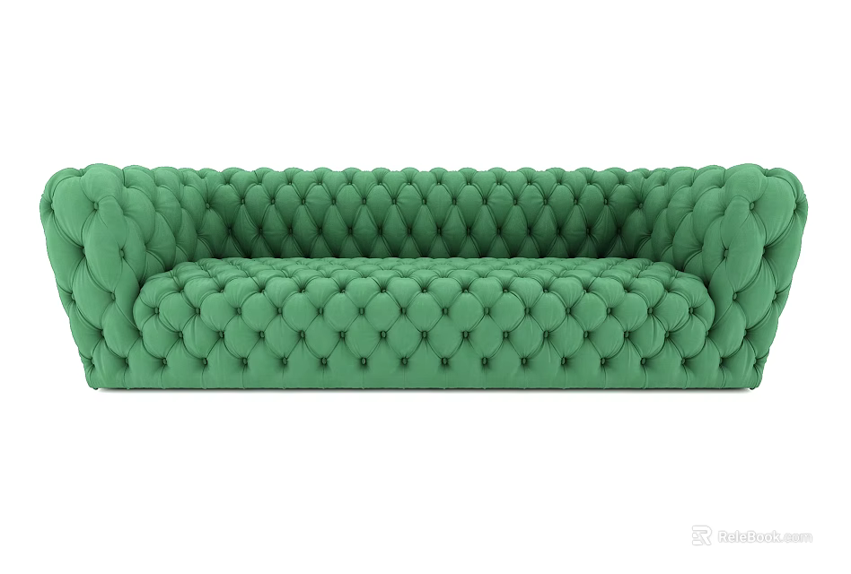 Green Tufted Multi Seater Sofa With Elegant Design And Comfortable Seats 3d model