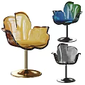 Modern Petal Shaped Single Chair With Various Colors And Metal Base