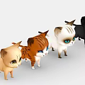 Colorful Cartoon Cats With Different Fur Colors And Big Eyes 3D Character Design