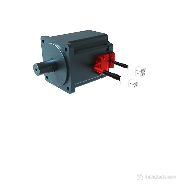 Gray Electric Motor With Red Connector Black Cables And Shaft 3d model 
