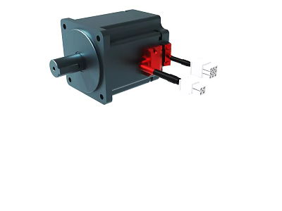 Gray Electric Motor With Red Connector Black Cables And Shaft 3d model