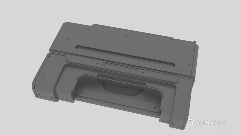 Gray Plastic Mechanical Component For Equipment With Ribbed Surface And Holes 3d model 
