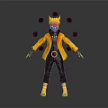 Creature Character Wearing Yellow Coat Black Pants And Crown With Black Dots On Gray Background