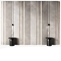 Modern Bedroom Accent Wall With Vertical Textured Panels And Black Decor Elements