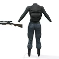 Black Tactical Full Body Outfit With Sleeves Pants And Boots