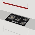 Modern gas stove multi-eye gas stove range hood stove cabinet 3d model