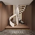 Luxurious Duplex Living Room With Marble Wall And Modern Furniture