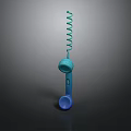 Blue And Green Computer Headset With Coiled Cord On Dark Surface Design