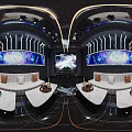 Modern KTV Interior Design With Large Screen Neon Lights Reflective Floor And Sofa
