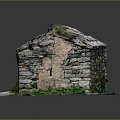 Rustic Stone Built Structure With Moss Covered Roof And Green Grass Surroundings