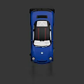 Blue Sports Car With Black Roof And Sleek Exterior Design Silver Wheels