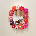 Mirror Adorned With Colorful Flower Decorations 3d model