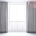 Modern Layered Gray Thick Curtains With White Sheer Panels For Window 3d model
