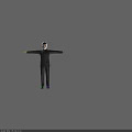 Man in Black Zhongshan Suit With Arms Outstretched on Gray Background