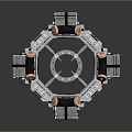 Futuristic SciFi Mechanical Structure With Metallic Frame Copper Components Articulated Legs And Circular Core