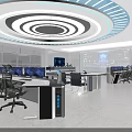 Modern Control Room With Large Monitoring Screens Data Displays And Control Console