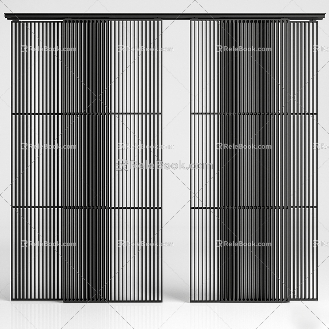 Modern sliding door grille sliding door 3d model