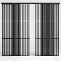 Modern Sliding Doors With Vertical Stripes And Grid Pattern Design 3d model