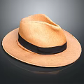 Light Brown Woven Straw Hat with Black Band Classic Summer Fashion Accessory
