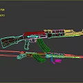 Assault Rifle With Wooden Grip Stock Metal Barrel Magazine And Bullets