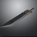 Ancient Decorative Sword With Red Hilt Golden Accents And Textured Blade