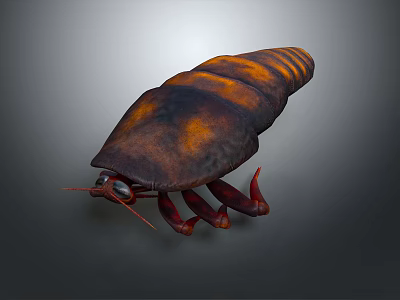 3D Rendered Ancient Armored Animal With Segmented Orange Brown Black Shell Red Legs 3d model