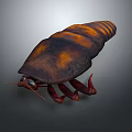 3D Rendered Ancient Armored Animal With Segmented Orange Brown Black Shell Red Legs