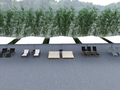 Modern Recliner Outdoor Recliner Awning Combination Leather Recliner Coffee Cup 3d model