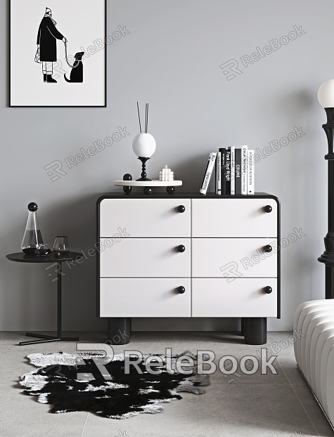 Style Study Bookcase Desk Computer Computer Green Planting Single Person Sofa Jewelry Book Ornaments model