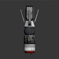 Modern Rocket Weapon Featuring Red Head Metallic Structure And Fins Design Elements