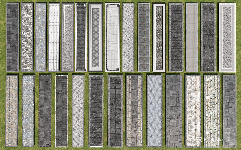 Garden Decorative Paving Materials With Various Styles And Textures For Garden Pathway Design 3d model 