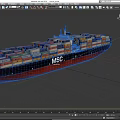 MSC Container Ship Fully Loaded With Various Colored Containers Sailing On Water 3d model