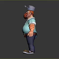 3D Cartoon Character With Red Beard Blue Polo Shirt Red Arm Marks And Cap